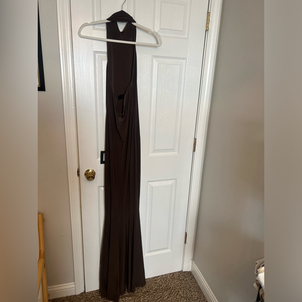 Norma Kamali Brown Halter Maxi Dress - Picture 7 of 11